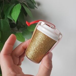 Starbucks Gold Glitter Mini Cup Keychain 2018 Christmas Holiday